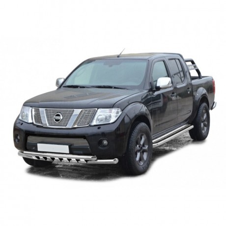 Защита порогов с алюминиевым листом (d63,5) для Nissan Navara (2010-2015)(Окрашенное) купить недорого с доставкой в Славгород